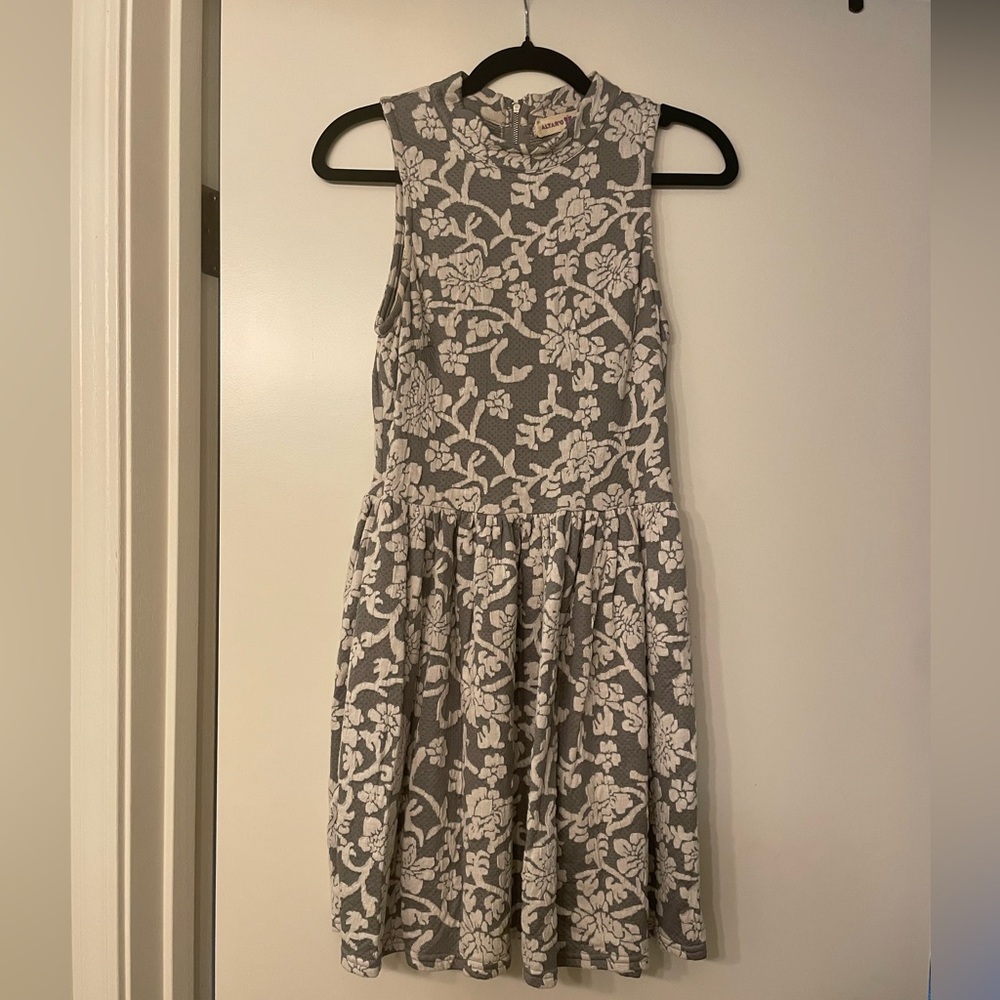 Altar'd State Gray and White Floral Mini Dress